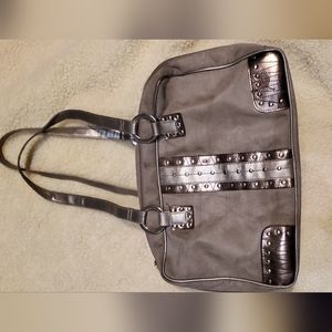 Med-large suede and metalic bag for business or pleasure great shape